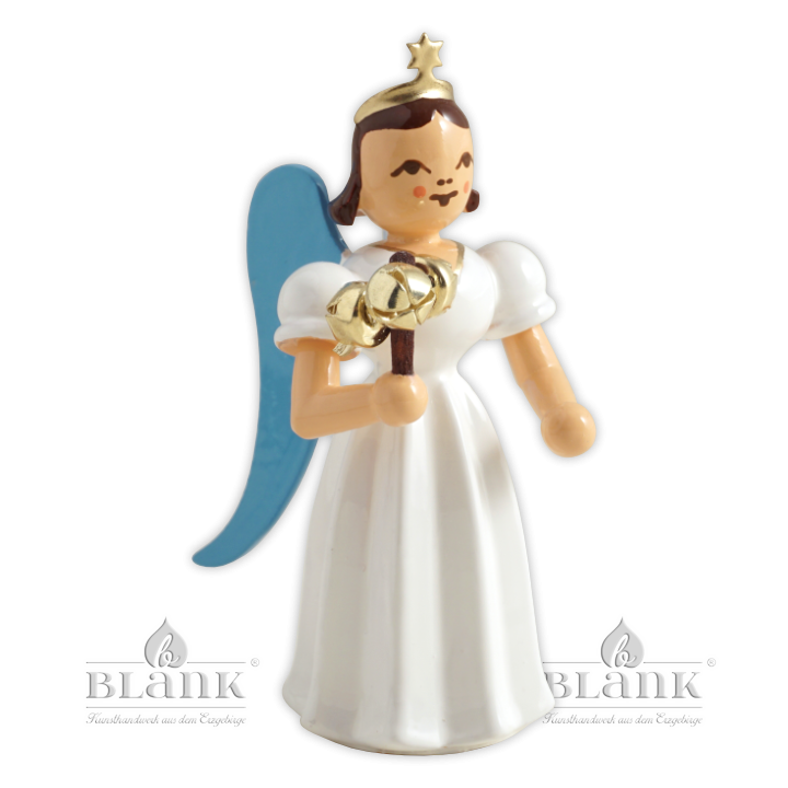 ELF 087 Angel with Long Pleated Robe and Bell Stick, coloured