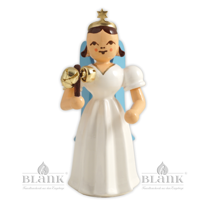 ELF 087 Angel with Long Pleated Robe and Bell Stick, coloured