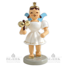 EKF 087 Angel with Pleated Skirt and Bell Stick, coloured