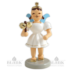 EKF 087 Angel with Pleated Skirt and Bell Stick, coloured