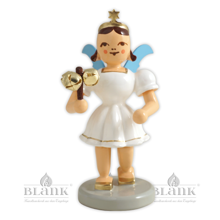 EKF 087 Angel with Pleated Skirt and Bell Stick, coloured