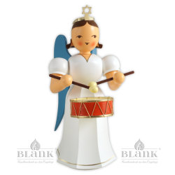 ELFM 016 Angel with Long Pleated Robe and Drum, 20 cm, coloured