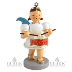 EKFM 016 Angel with Pleated Skirt and Drum, 20 cm, coloured
