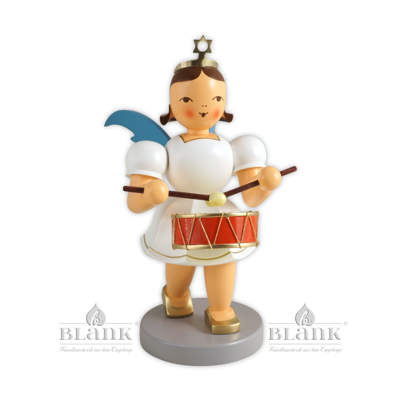 EKFM 016 Angel with Pleated Skirt and Drum, 20 cm, coloured