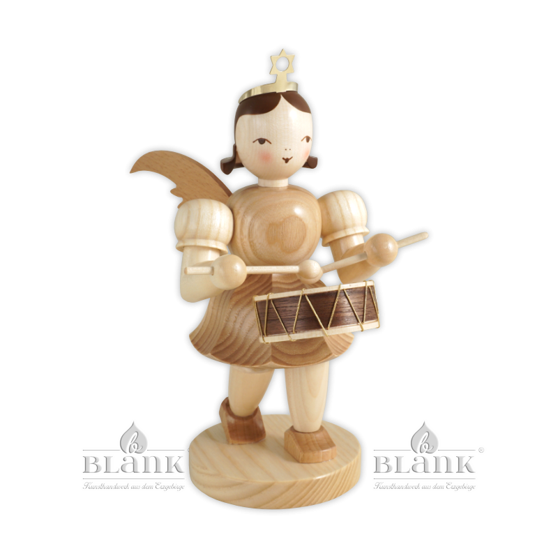 EKM 016 Angel with Pleated Skirt and Drum, 20 cm