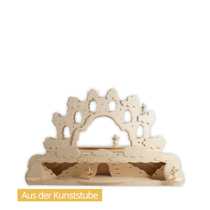LU-601 Sockel für Schwibbogen Engelwolke, natur mit Schwibbogen Engelwolke - mit Engeln