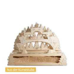 LU-TH1 Schwibbogen Tannenwald, natur - mit Engeln und Sockel