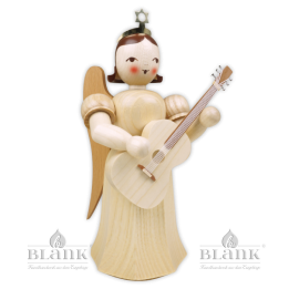 ELM 006 Angel with Long Pleated Robe and Guitar, 20 cm