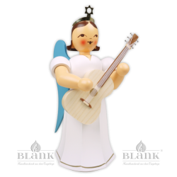 Angel with Long Pleated Robe and Guitar, 22 cm, coloured