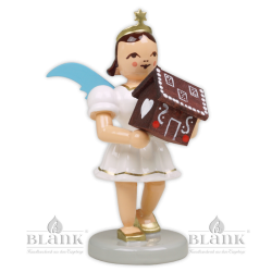 EKF-MF 015 Angel with Pleated Skirt and Gingerbread House, coloured