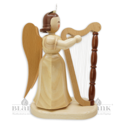 Angel with Long Pleated Robe and Harp, 20 cm