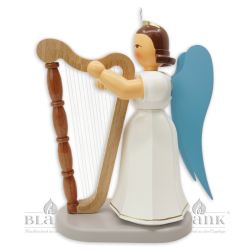 ELFM 008 Angel with Long Pleated Robe and Harp, 20 cm, coloured - left