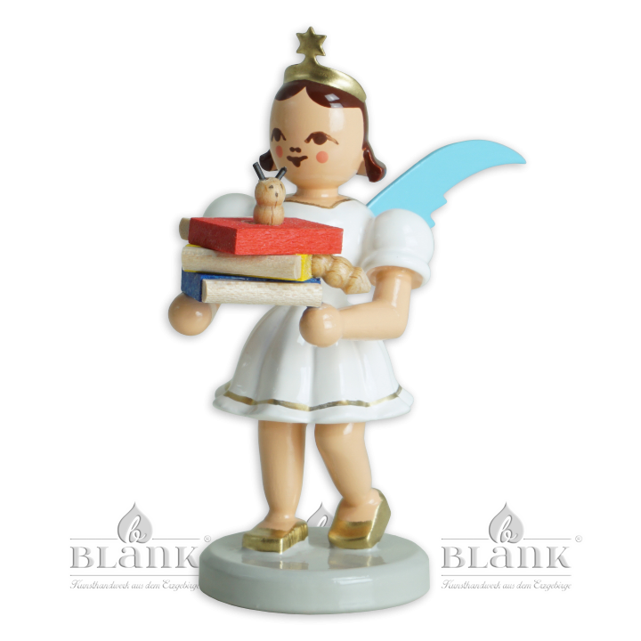 EKF 092 Angel with Short Pleated Skirt and Bookworm, coloured