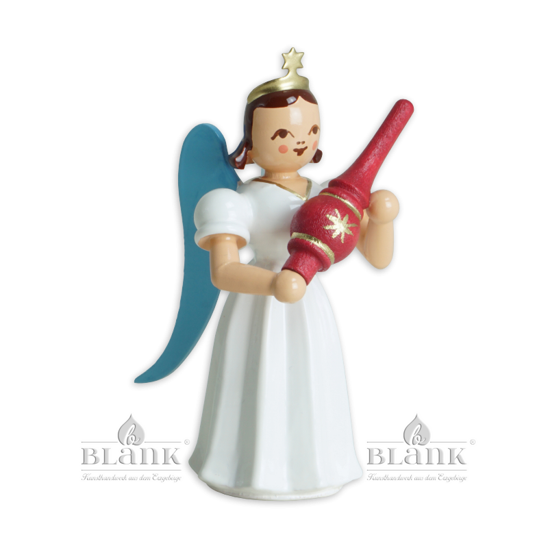 ELF-MF 016 Angel with Long Pleated Robe and Christmas Tree Topper, coloured