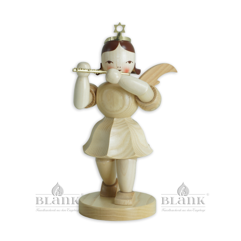 EKM 075 Angel with Short Pleated Skirt and Piccolo, 22 cm