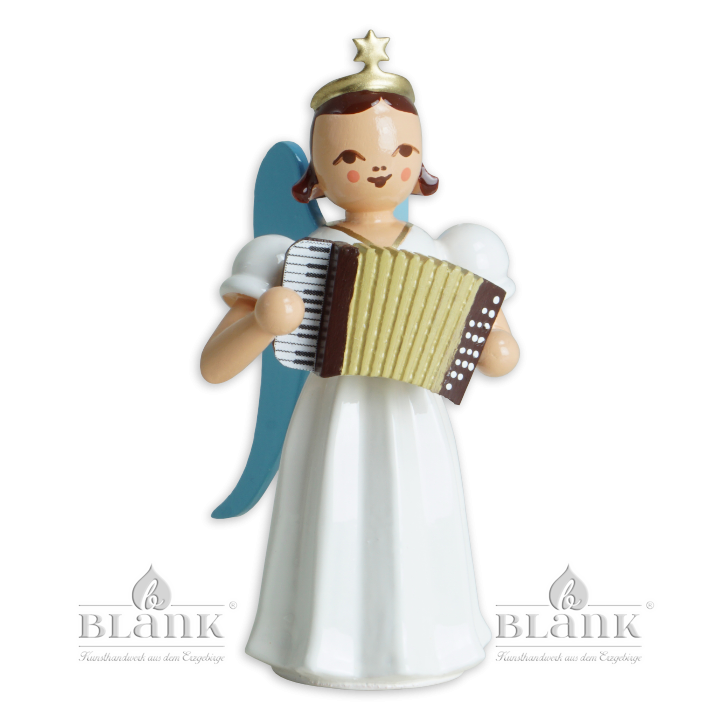 ELF 012 Angel with Long Pleated Robe and Accordion, coloured