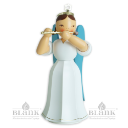 ELFM 075 Angel with Long Pleated Robe and Piccolo, 22 cm, coloured