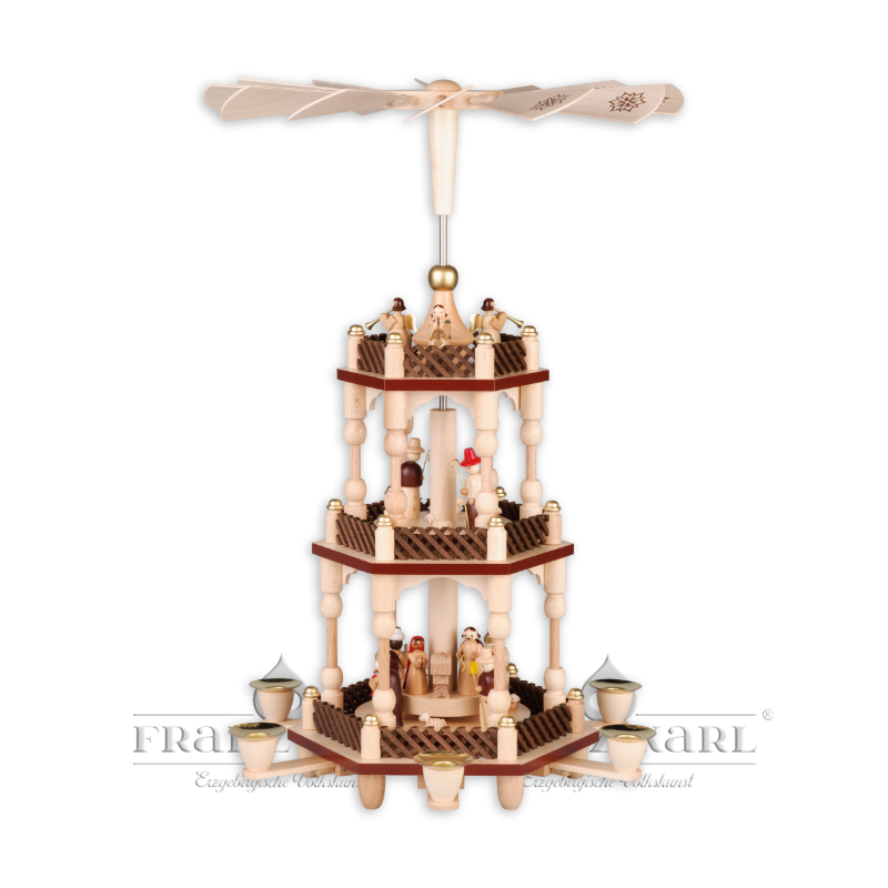 Christmas Pyramid "Nativity", 2 levels, natural