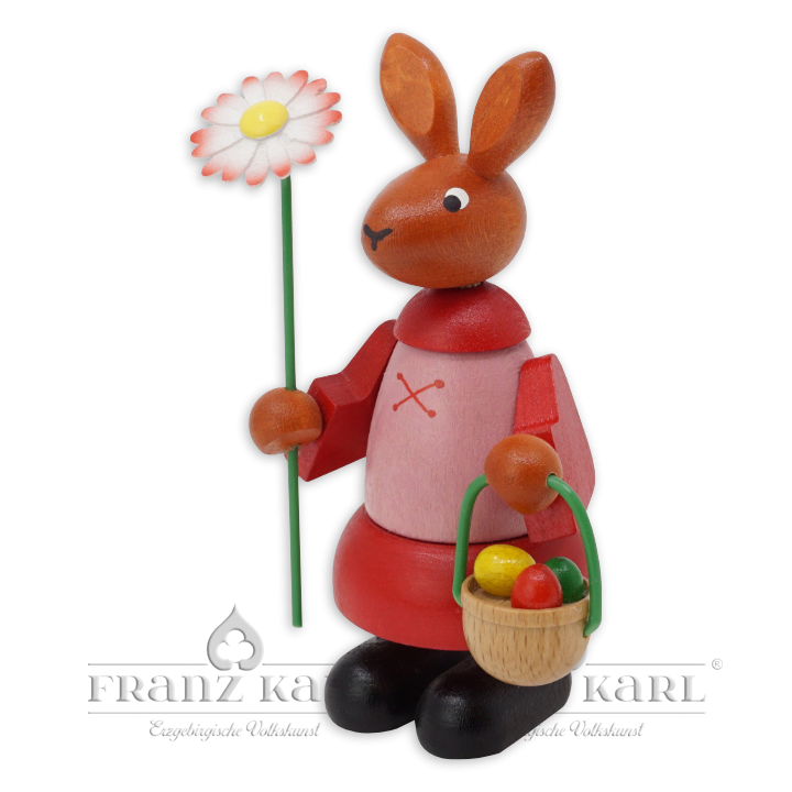 Easter bunny with a flower - 11 cm (4.3 inches)