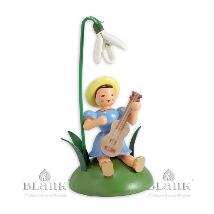 BKS 004 Blumenkind mit Schneeglöckchen und Gitarre, sitzend