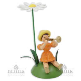 BKS 005 Blumenkind mit Margerite und Trompete, sitzend