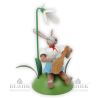 Sitting Easter Bunny with Mandolin and Snowdrops, coloured