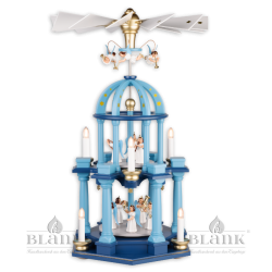 Dome shaped Christmas Pyramid with long-robed Angels, coloured, electric