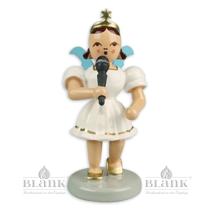 EKF 094 Angel with short pleated skirt and microphone, coloured