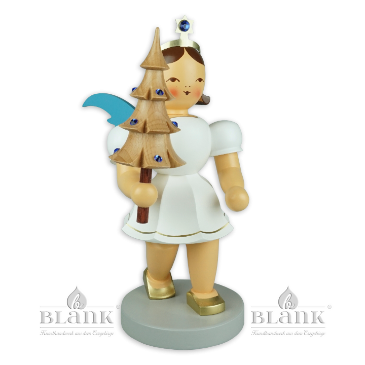 Kurzrockengel mit Bäumchen und Preciosa-Kristallen, 22 cm, farbig