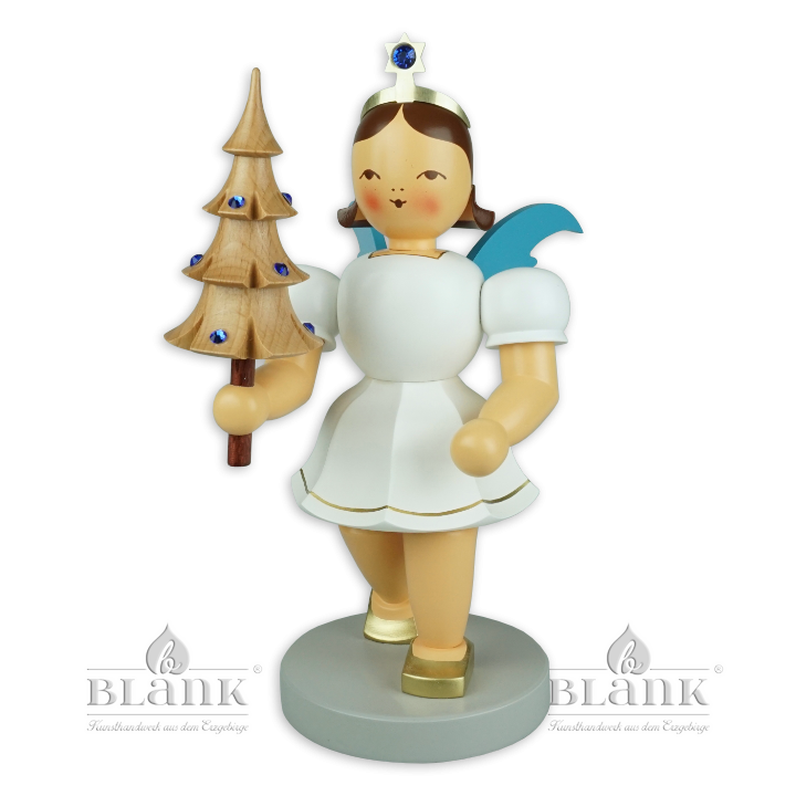 Kurzrockengel mit Bäumchen und Preciosa-Kristallen, 22 cm, farbig