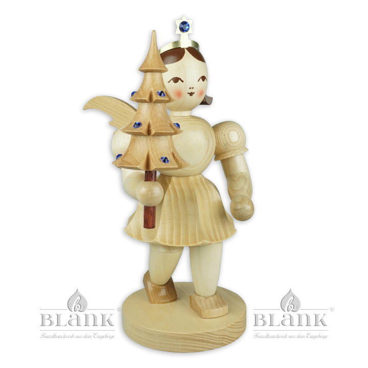 Angel with Short Pleated Skirt and Tree with Preciosa-Crystals, 22 cm