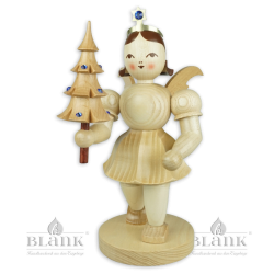 Angel with Short Pleated Skirt and Tree with Preciosa-Crystals, 22 cm