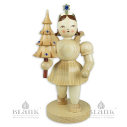 EKM 025 S Angel with Short Pleated Skirt and Tree with Preciosa-Crystals, 22 cm
