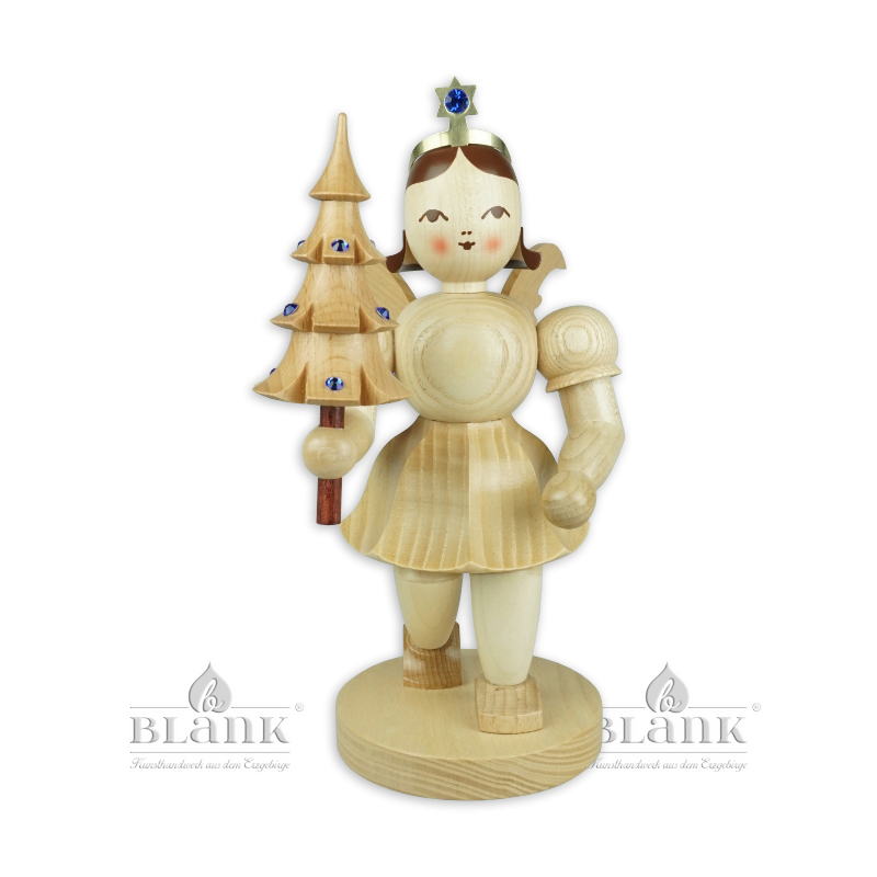 EKM 025 S Angel with Short Pleated Skirt and Tree with Preciosa-Crystals, 22 cm