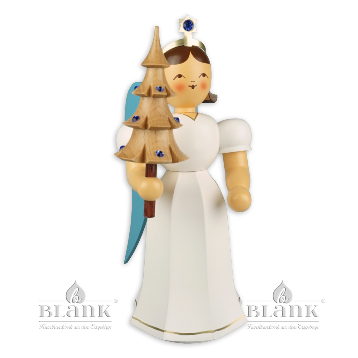 Langrockengel mit Bäumchen und Preciosa-Kristallen, 22 cm farbig