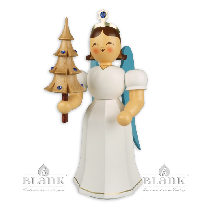 Langrockengel mit Bäumchen und Preciosa-Kristallen, 22 cm farbig