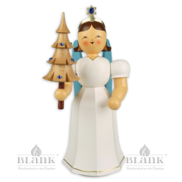 ELFM 025 S Angel with Long Pleated Robe and Tree with Preciosa-Crystals, 22 cm, coloured