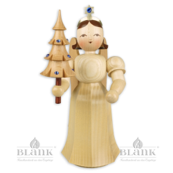 ELM 025 S Angel with Long Pleated Robe and Tree with Preciosa-Crystals, 22 cm