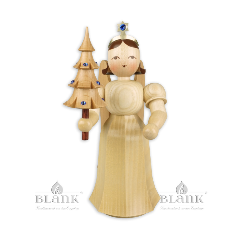 ELM 025 S Faltenlangrockengel mit Bäumchen und Preciosa-Kristallen, 22 cm