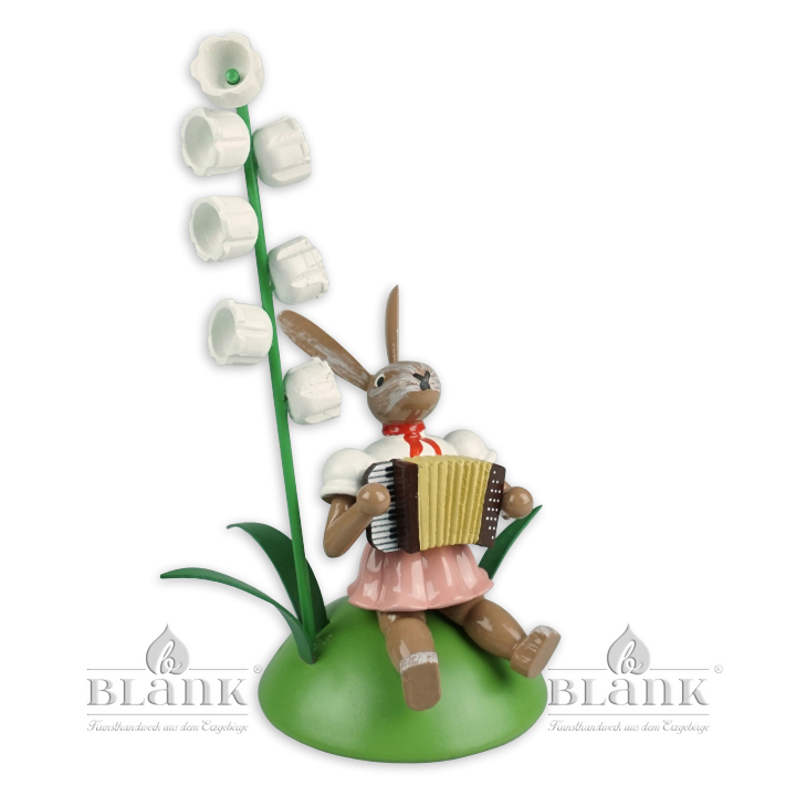 OHS 001 Easter Bunny with Lily of the Valey and Accordion, sitting