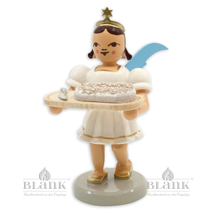 Angel with Short Pleated Skirt and Christmas Stollen, coloured