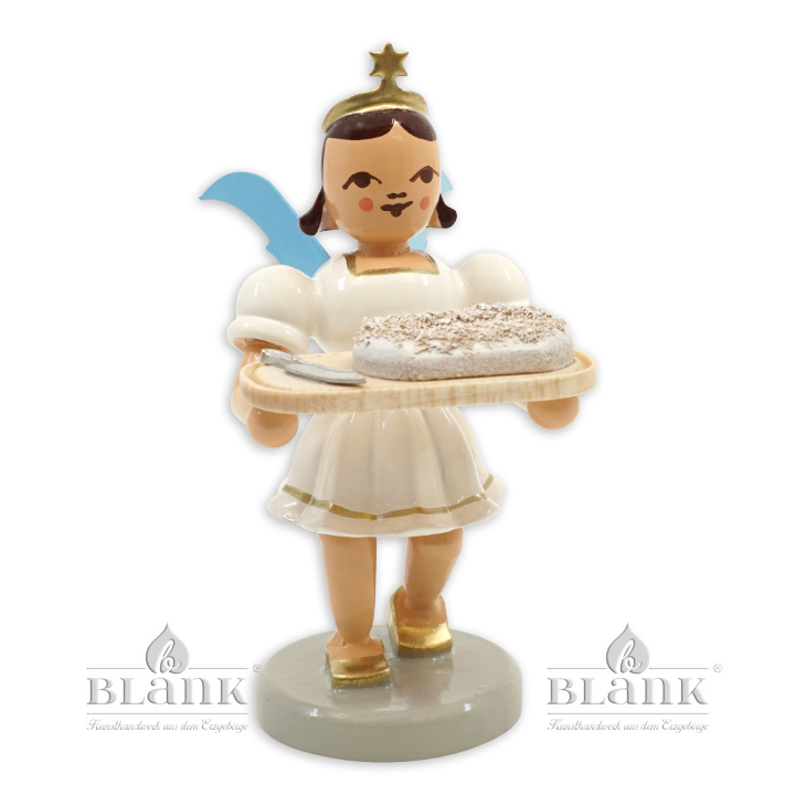 Angel with Short Pleated Skirt and Christmas Stollen, coloured