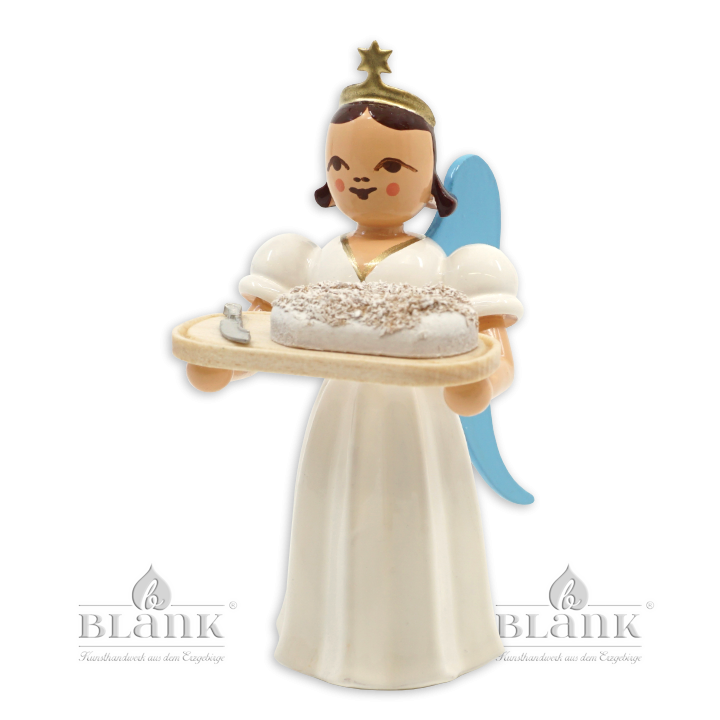 Angel with Long Pleated Robe and Christmas Stollen, coloured