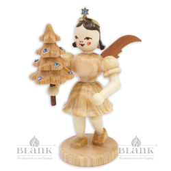 EK 025 S Angel with Short Pleated Skirt and Tree with Preciosa-Crystals
