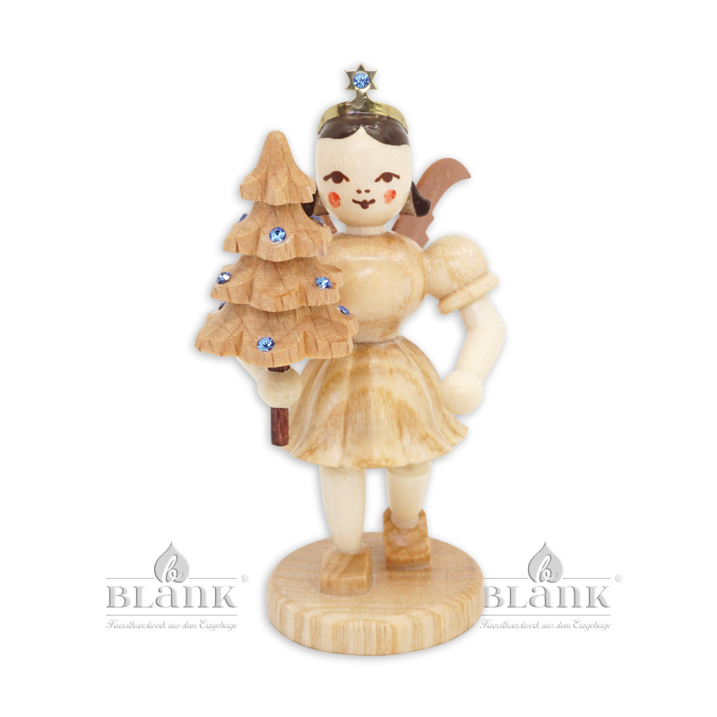 EK 025 S Angel with Short Pleated Skirt and Tree with Preciosa-Crystals