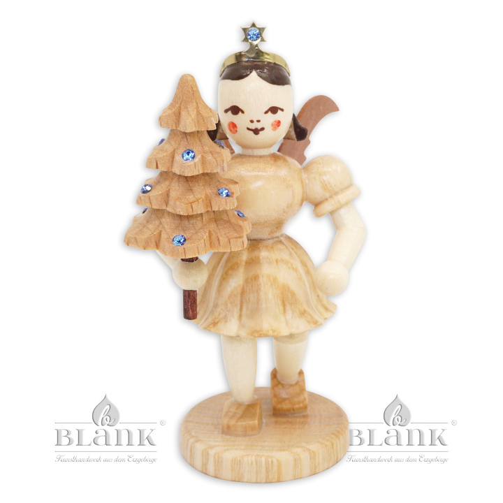 EK 025 S Angel with Short Pleated Skirt and Tree with Preciosa-Crystals