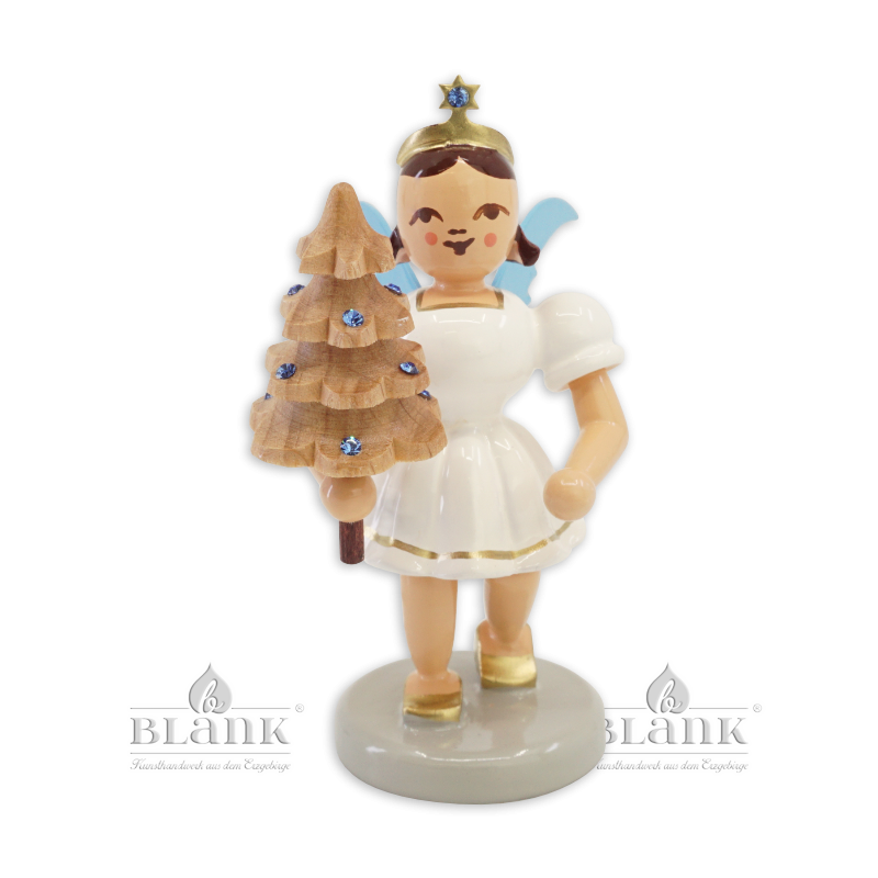 EKF 025 S Angel with Short Pleated Skirt and Tree with Preciosa-Crystals, coloured