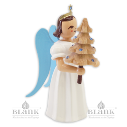 ELF 025 S Angel with Long Pleated Robe and Tree with Preciosa-Crystals, coloured