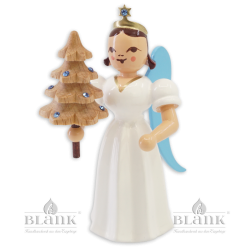 ELF 025 S Angel with Long Pleated Robe and Tree with Preciosa-Crystals, coloured