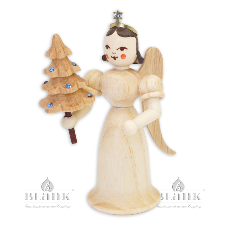 EL 025 S Angel with Long Robe and Tree with Preciosa-Crystals